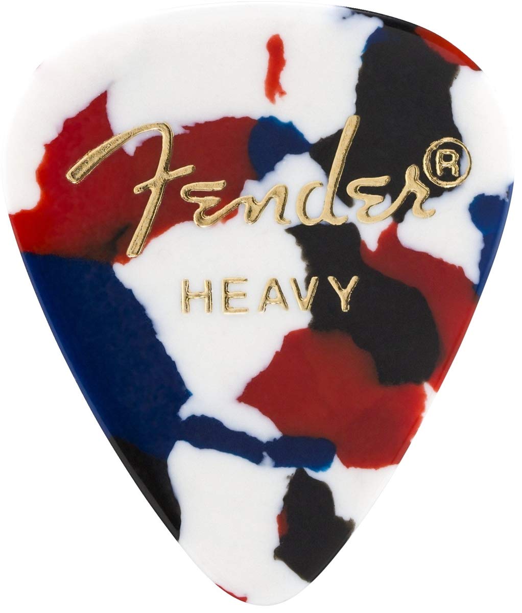 Fender Classic Celluloid Guitar Picks 351 Shape, Guitar Accessories, Confetti, Heavy, 12-Pack